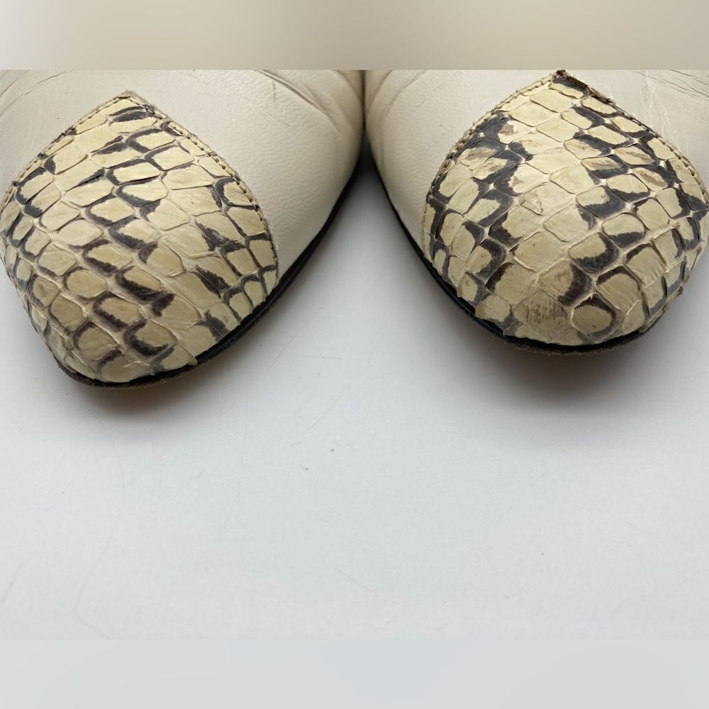 Amalfi Snakeskin Print Beige Leather Sandals Size 9,5B Made in Italy - Picture 3 of 9